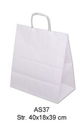 Hvid bærepose med snoet håndtag. 100 gr.