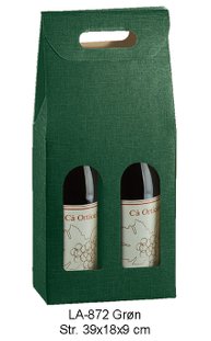 Grøn vinæske til 2 flasker. Passer også til Bourgogne flasker. Med selvlukkende bund.