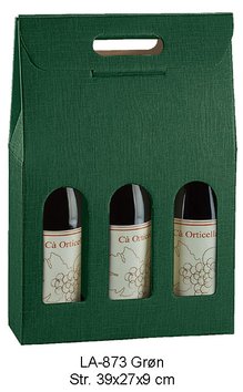 Grøn vinæske til 3 flasker med selvlukkende bund